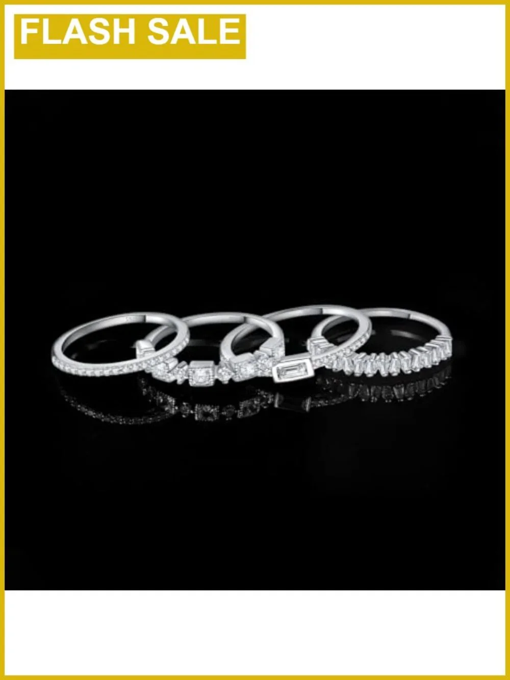 Princess Emerald Cut CZ Stackable Wedding Ring Set 925 Sterling Silver 14k Gold